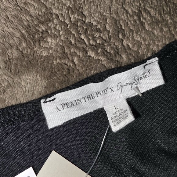 NWT A Pea In The Pod Grey State Ribbed Maternity Bodysuit Black Large - Picture 7 of 14